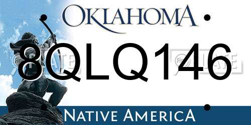 8QLQ146 Oklahoma License Plate