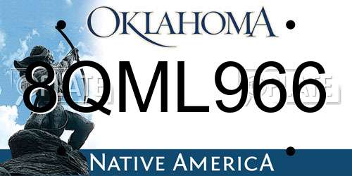 8QML966 Oklahoma License Plate