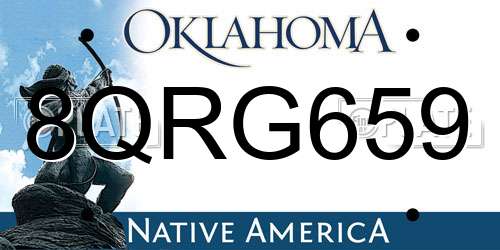 8QRG659 Oklahoma License Plate