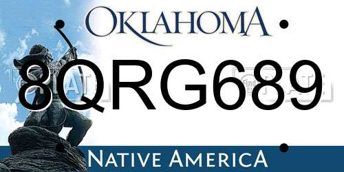 8QRG689 Oklahoma License Plate