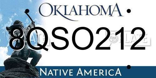 8QSO212 Oklahoma License Plate