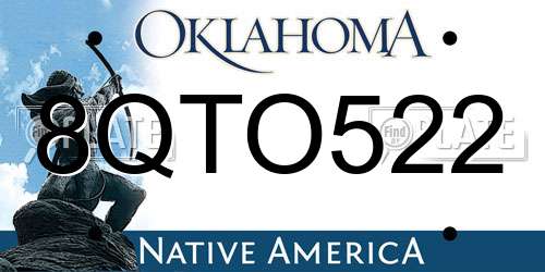 8QTO522 Oklahoma License Plate