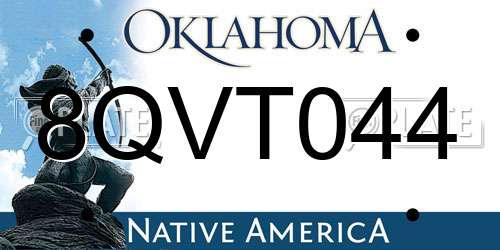 8QVT044 Oklahoma License Plate