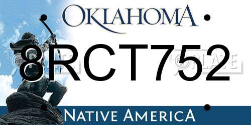 8RCT752 Oklahoma License Plate