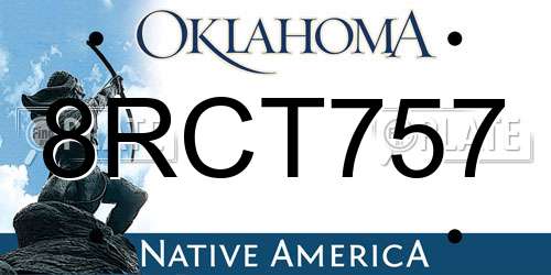 8RCT757 Oklahoma License Plate