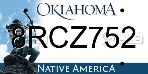 8RCZ752 Oklahoma License Plate