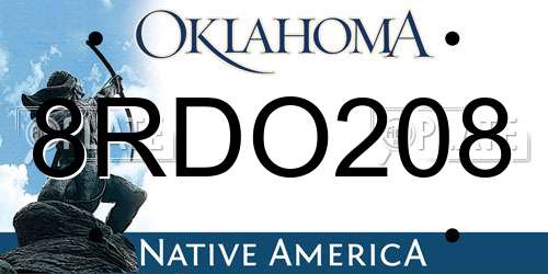 8RDO208 Oklahoma License Plate