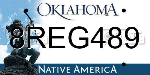 8REG489 Oklahoma License Plate