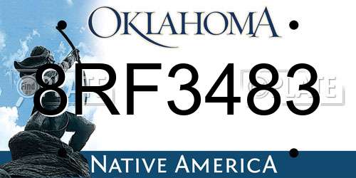 8RF3483 Oklahoma License Plate