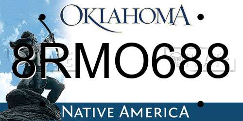 8RMO688 Oklahoma License Plate