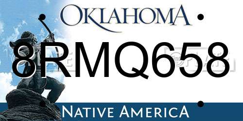 8RMQ658 Oklahoma License Plate