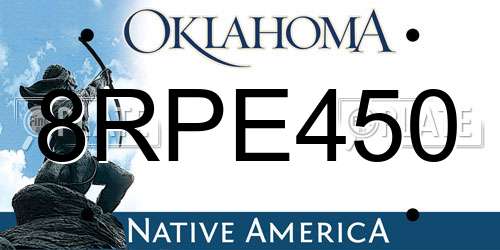 8RPE450 Oklahoma License Plate