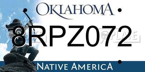 8RPZ072 Oklahoma License Plate