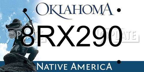 8RX290 Oklahoma License Plate