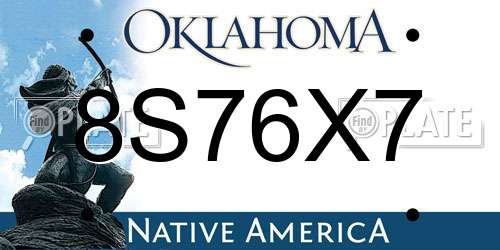 8S76X7 Oklahoma License Plate