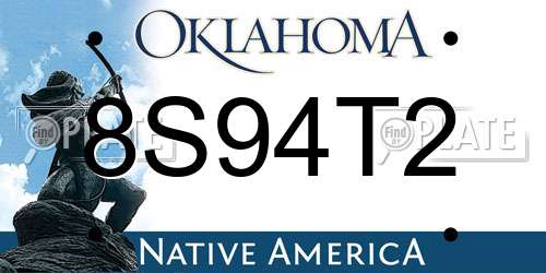8S94T2 Oklahoma License Plate