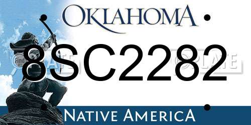 8SC2282 Oklahoma License Plate