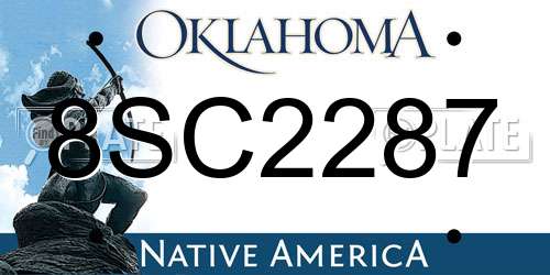 8SC2287 Oklahoma License Plate