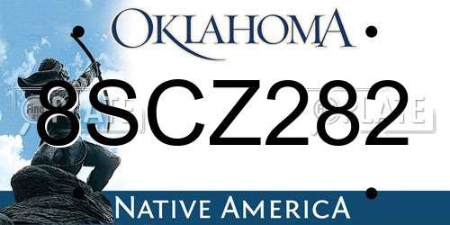 8SCZ282 Oklahoma License Plate