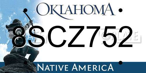 8SCZ752 Oklahoma License Plate