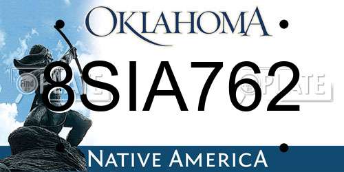 8SIA762 Oklahoma License Plate