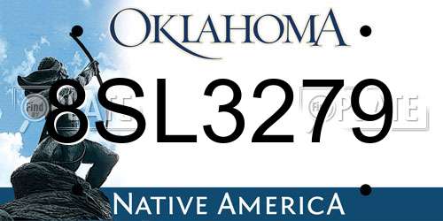 8SL3279 Oklahoma License Plate