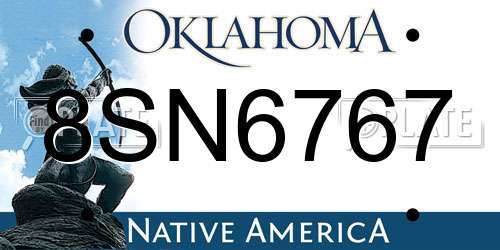 8SN6767 Oklahoma License Plate