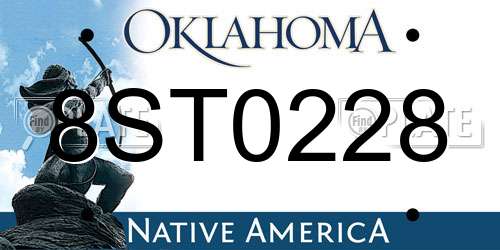8ST0228 Oklahoma License Plate