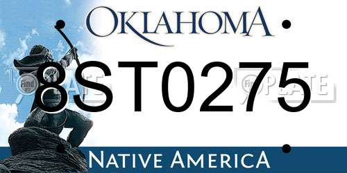 8ST0275 Oklahoma License Plate