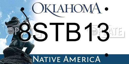 8STB13 Oklahoma License Plate