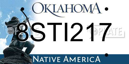 8STI217 Oklahoma License Plate