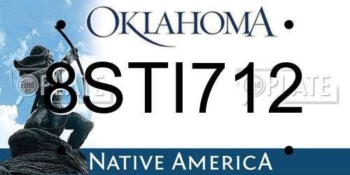 8STI712 Oklahoma License Plate