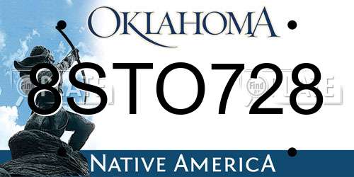 8STO728 Oklahoma License Plate