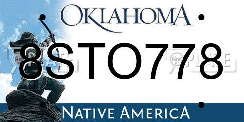 8STO778 Oklahoma License Plate
