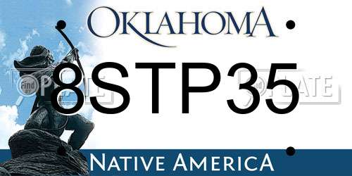 8STP35 Oklahoma License Plate