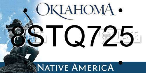8STQ725 Oklahoma License Plate