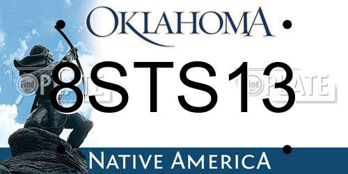 8STS13 Oklahoma License Plate