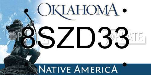 8SZD33 Oklahoma License Plate