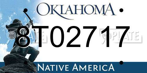 8T02717 Oklahoma License Plate