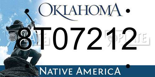 8T07212 Oklahoma License Plate