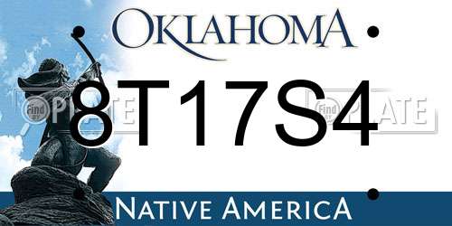 8T17S4 Oklahoma License Plate