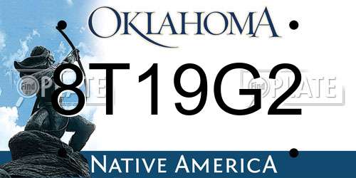 8T19G2 Oklahoma License Plate