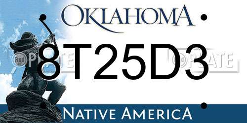 8T25D3 Oklahoma License Plate