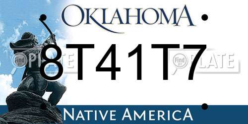 8T41T7 Oklahoma License Plate