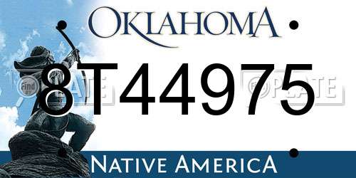 8T44975 Oklahoma License Plate