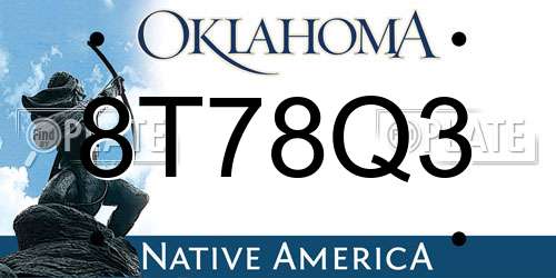 8T78Q3 Oklahoma License Plate