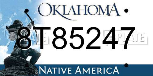 8T85247 Oklahoma License Plate