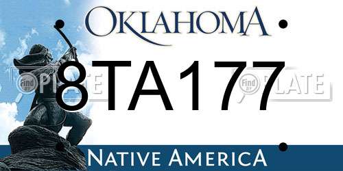 8TA177 Oklahoma License Plate