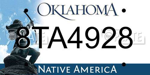 8TA4928 Oklahoma License Plate