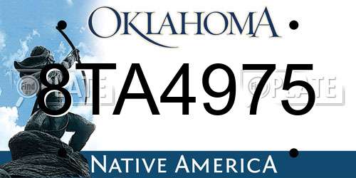 8TA4975 Oklahoma License Plate